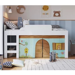 Cama Infantil Protetor e Cortina Alegria Meu Fofinho . Branco