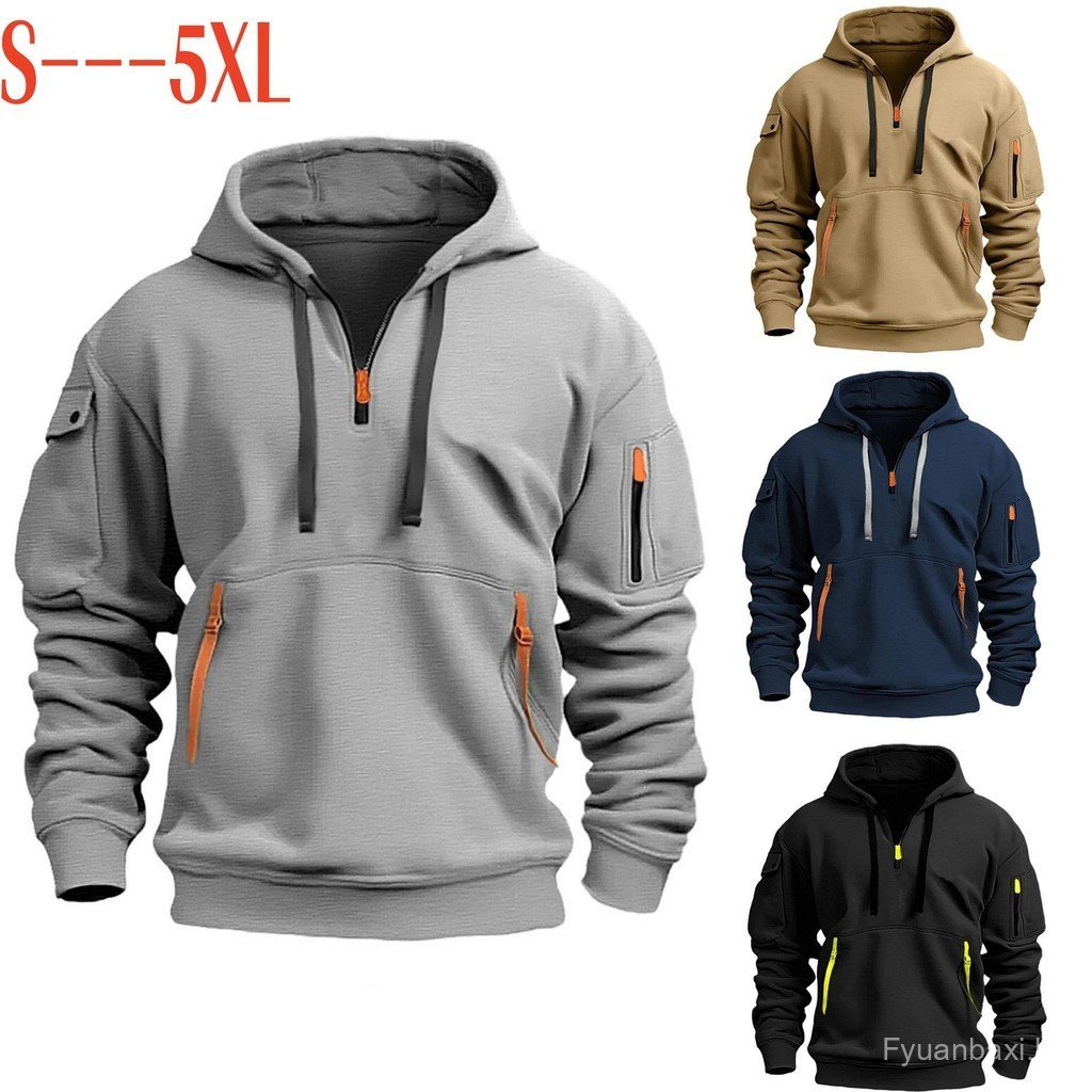 Lead Mountain County Cross-Border Moletom Masculino Com Capuz Multi-bolso Primavera Outono Moletom Masculino Esportivo C