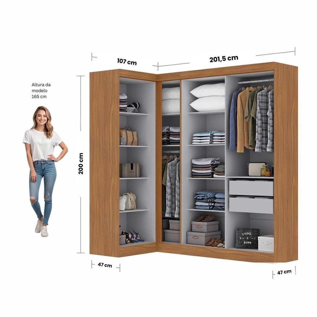 Guarda-Roupa de Canto Modulado 7 Portas Paris Off White/Cinamomo Cinamomo/Off White · foto 2