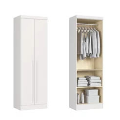 Guarda-Roupa Modulado 2 Portas com Prateleiras e Cabideiro Infinity Branco/Line Branco Line