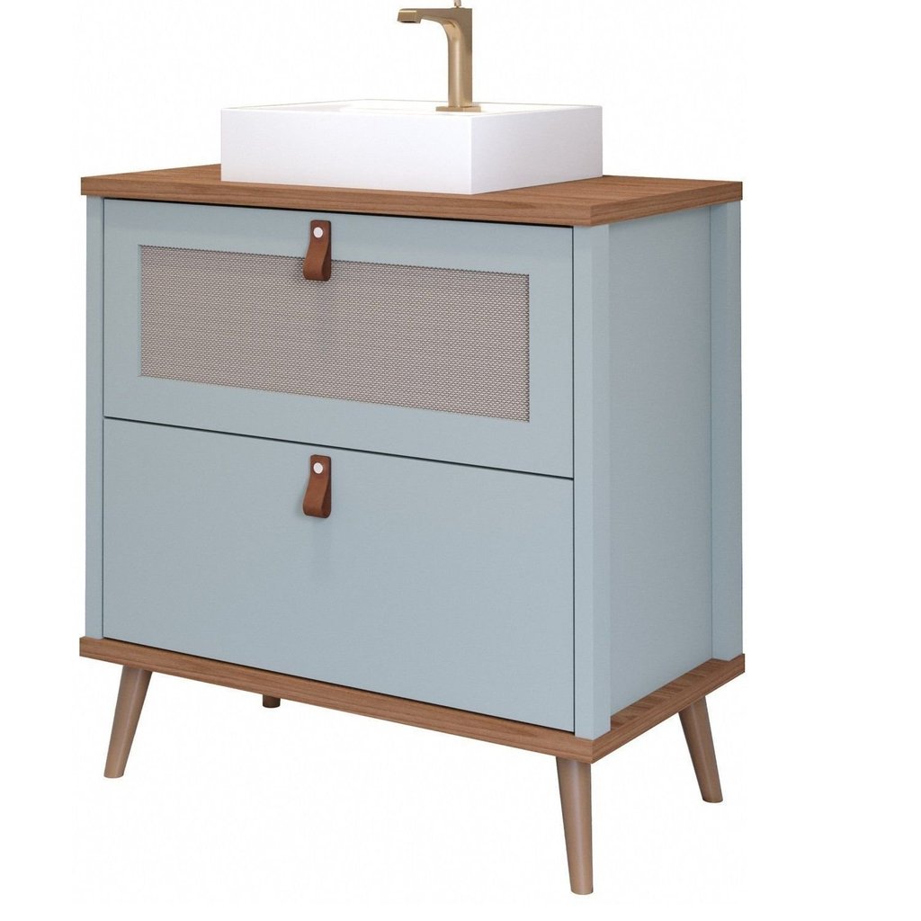 Gabinete para Banheiro com Cuba Mily Espresso Móveis Verde/Pistache Pistache · foto 2