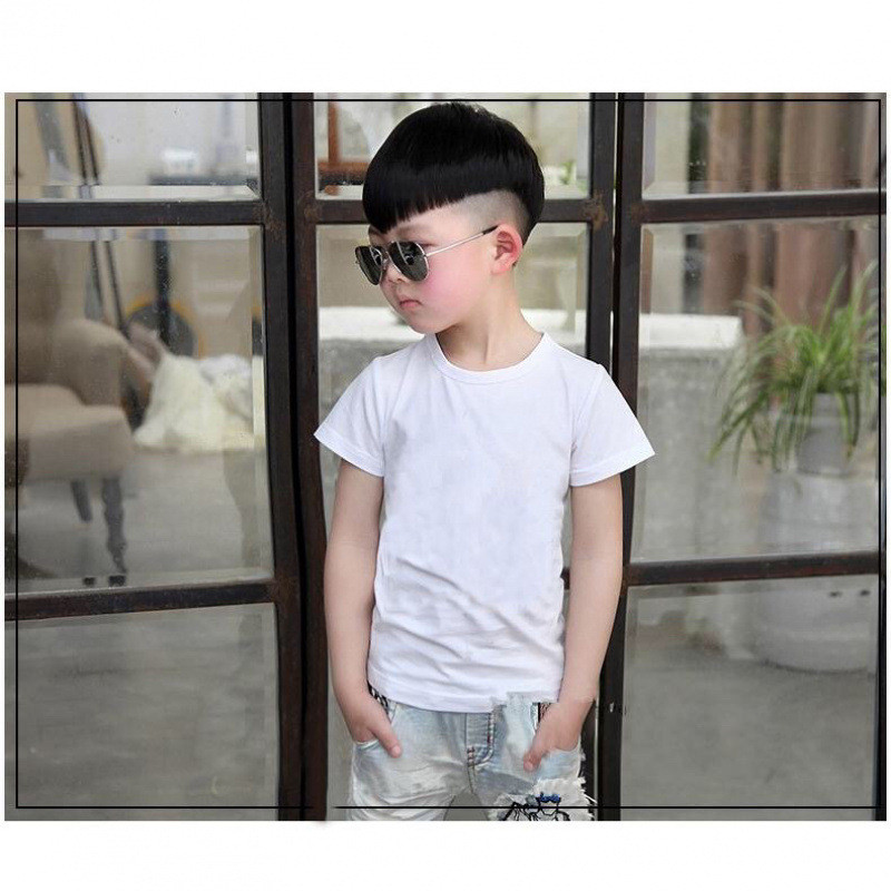 Verão novo estilo meninos meninas puro algodão em torno do pescoço cor sólida manga curta camiseta crianças Casual confo