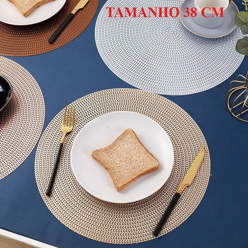 Jogo americano Kit 4 ou 8 Peças Mesa Jantar Dourado Prata Rose 38cm