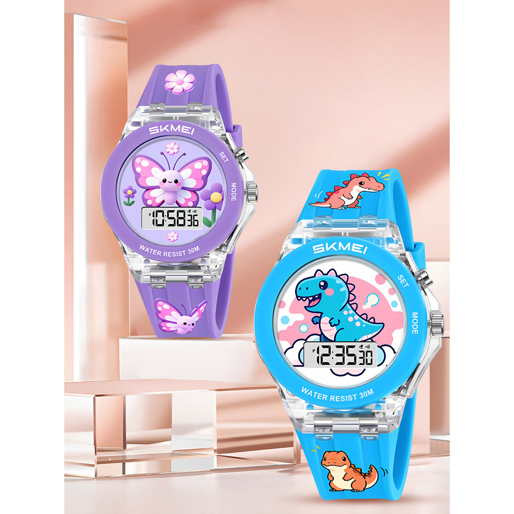 SKMEI momento beleza crianças estudantes da escola primária moda luminosa dos desenhos animados esportes eletrônicos à p