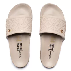Chinelo Slide Feminino Kolosh Texturizado Bege