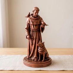 Imagem de São Francisco de Assis Estátua Católica em Plástico Resistente, estatueta de 11, 15 ou 20 cm