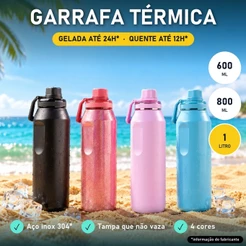 Garrafa Térmica 600/800/1000ml Garrafa Espacial Quente & Frio Com Isolamento De Inox Grande Capacidade