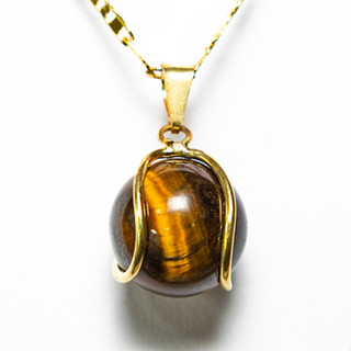 Colar Bolinha Olho de Tigre Envolto Pedra Montagem Dourada em Oferta na Shopee