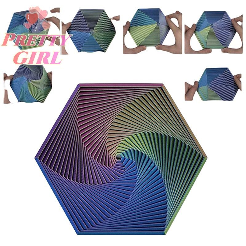 [Pretty ggirl] 1 Peça Hexagonal Fractal Anel Espiral Mudança Brinquedos 3D-Impresso Hexágono Alívio Do Estresse [Novo] em Oferta na Shopee