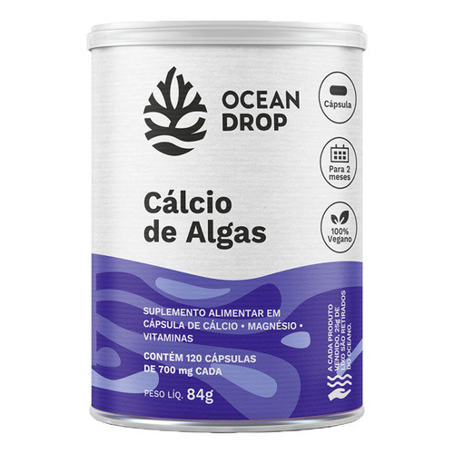 Cálcio De Algas Marinhas 120 Cápsulas 700mg Ocean Drop