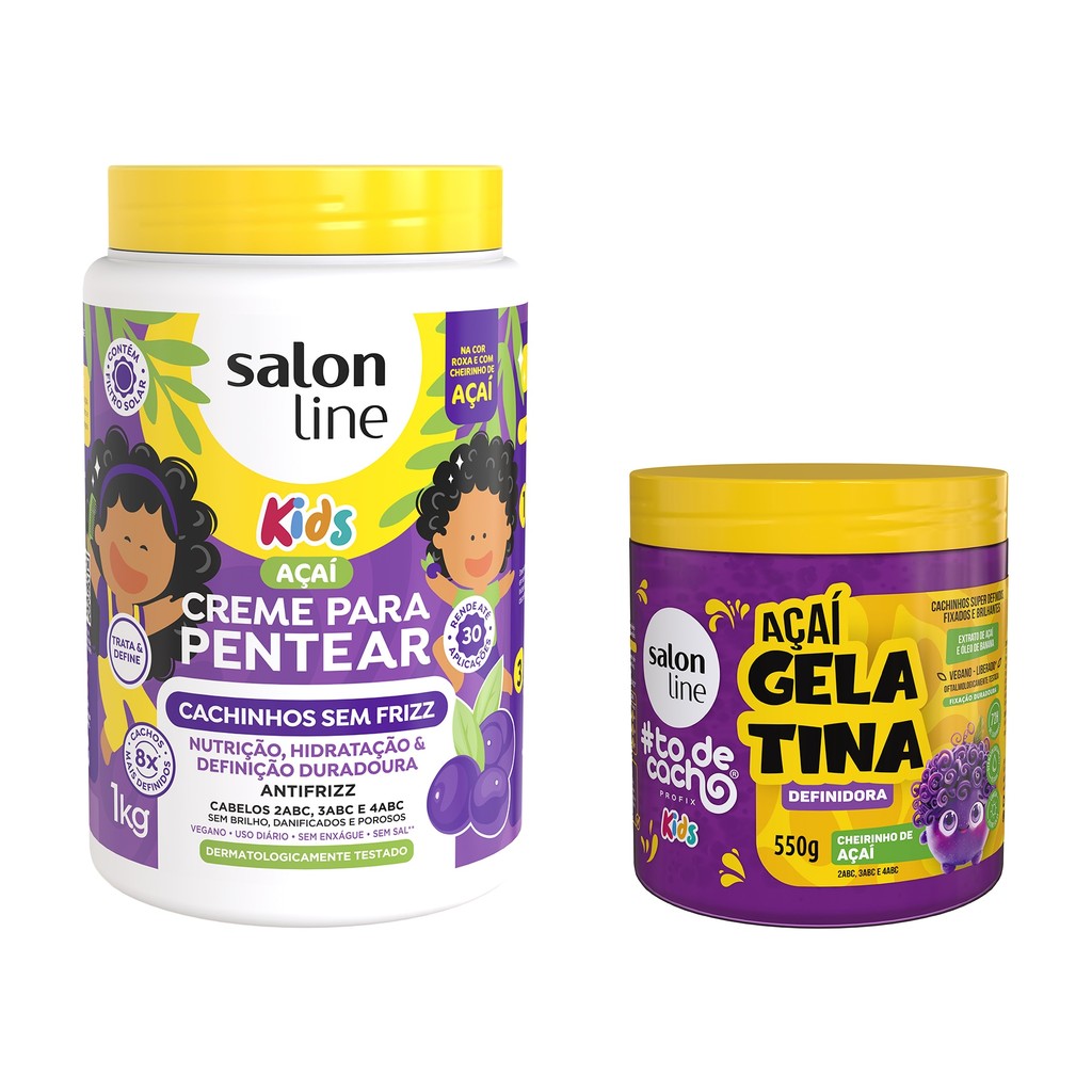 Kit Cheirinho de Açaí com Creme para Pentear e Gelatina #todecacho Kids em Oferta na Shopee