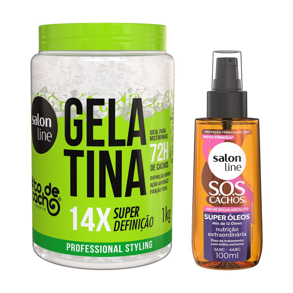 Kit Gelatina #todecacho Super Definição + Óleo Sos Cachos Super óleos em Oferta na Shopee