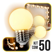 Kit 50 Lâmpadas Led Abajour Bolinha 3w Branco Quente e-27  (BIVOLT) 127/220V em Oferta na Shopee