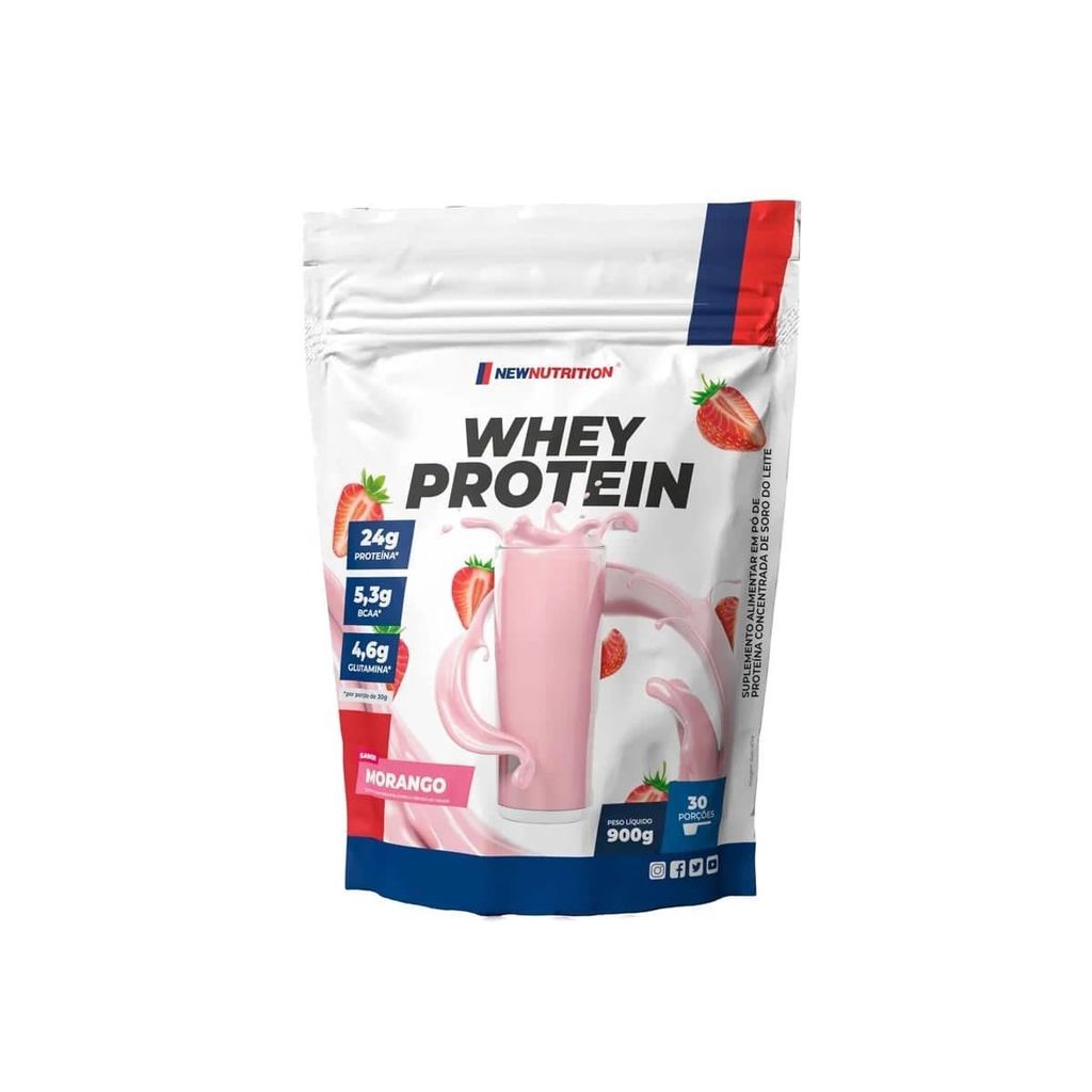 Whey Protein - 900g Refil Morango -NewNutrition