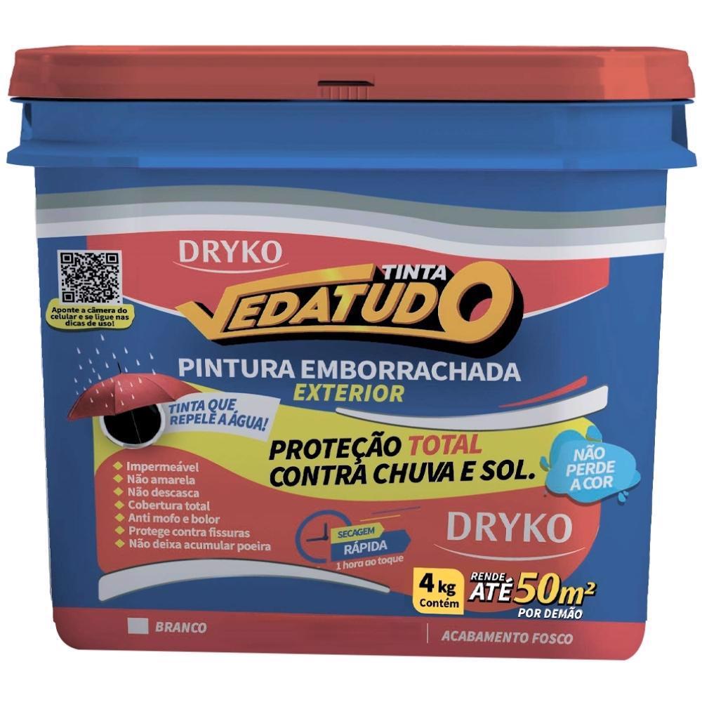 Tinta Emborrachada Branca 4kg VEDATUDO DRYKO em Oferta na Shopee