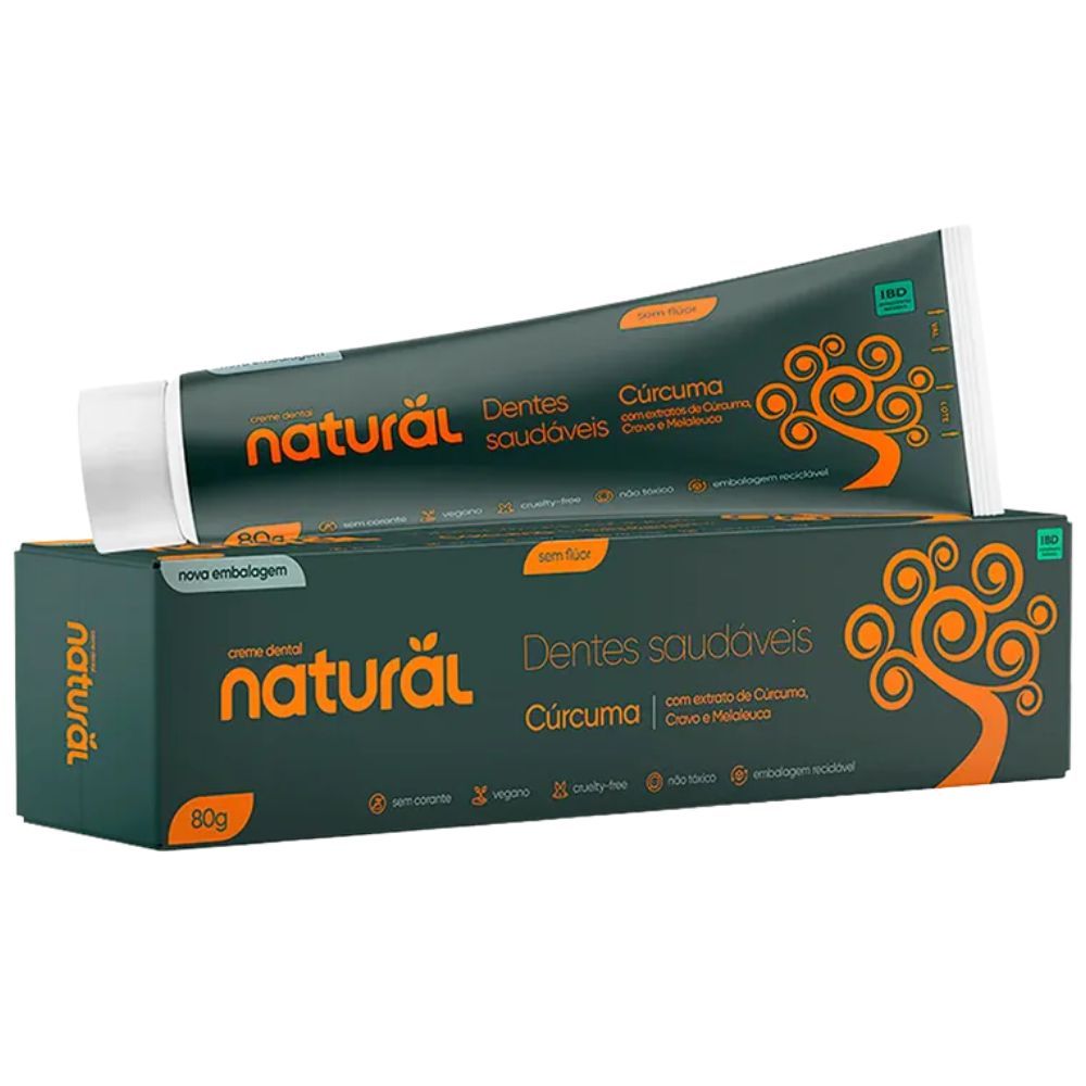 Creme Dental Natural com Cúrcuma, Cravo e Melaleuca 80g - Orgânico Natural