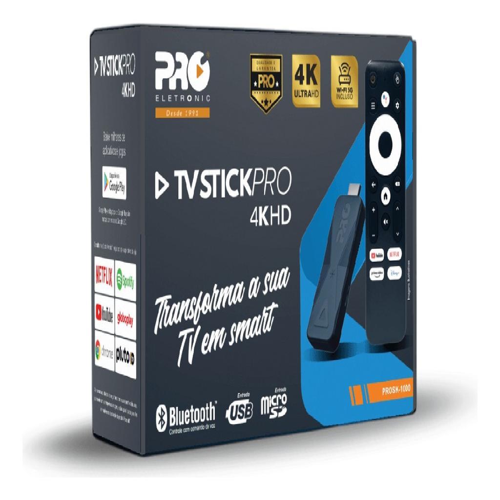 Aparelho Streaming Tv Stick Pro Eletronic PROSK1000 2025 para TV HD/FHD/4K Controle por Voz