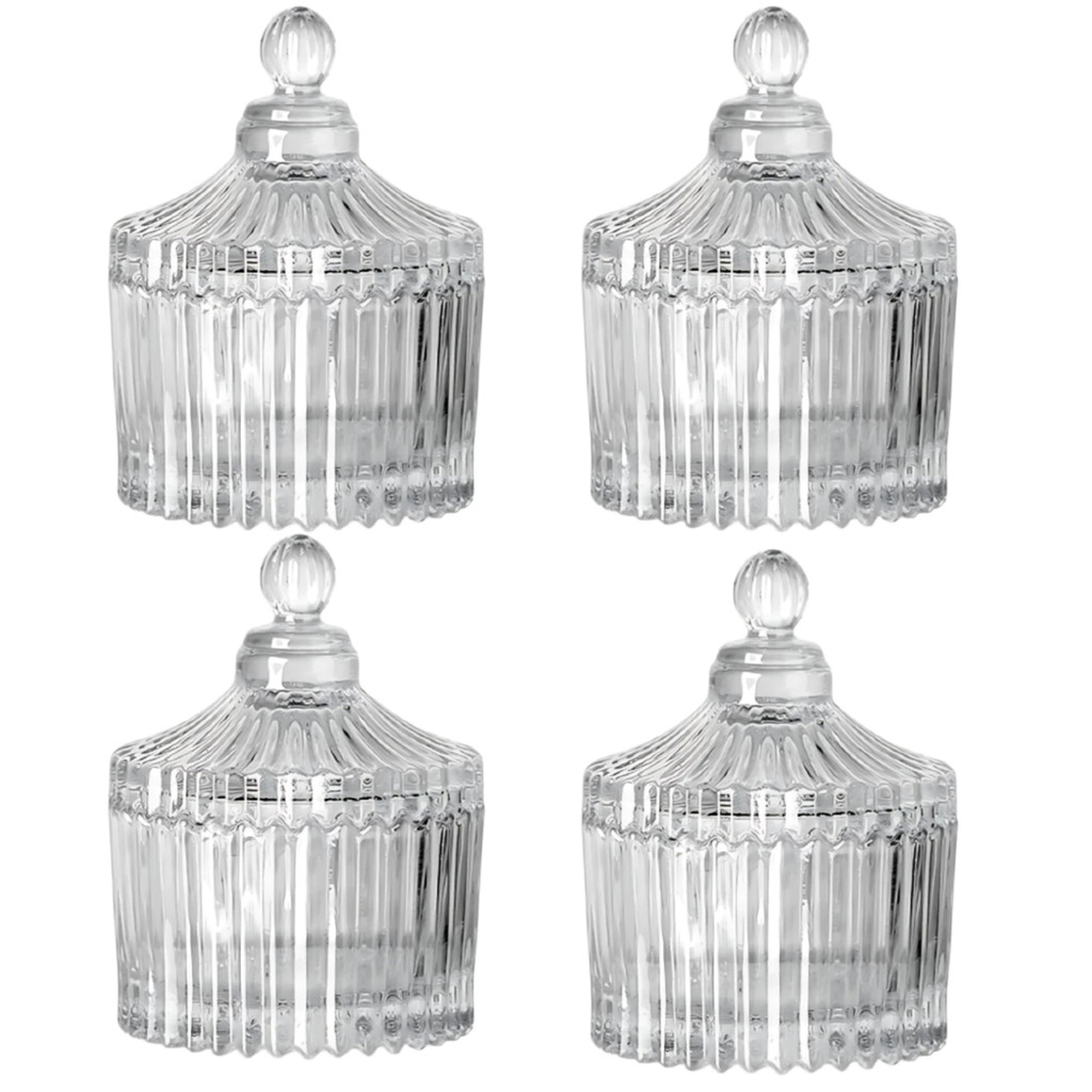 KIT 4 Mini Bomboniere Potiche Vidro Resistente Lembrancinhas Decorações Velas em Oferta na Shopee