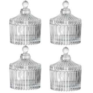 KIT 4 Mini Bomboniere Potiche Vidro Resistente Lembrancinhas Decorações Velas em Oferta na Shopee