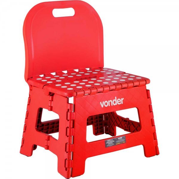 Banqueta Plástica Dobrável Com Encosto 220 mm Vermelha Vonder em Oferta na Shopee