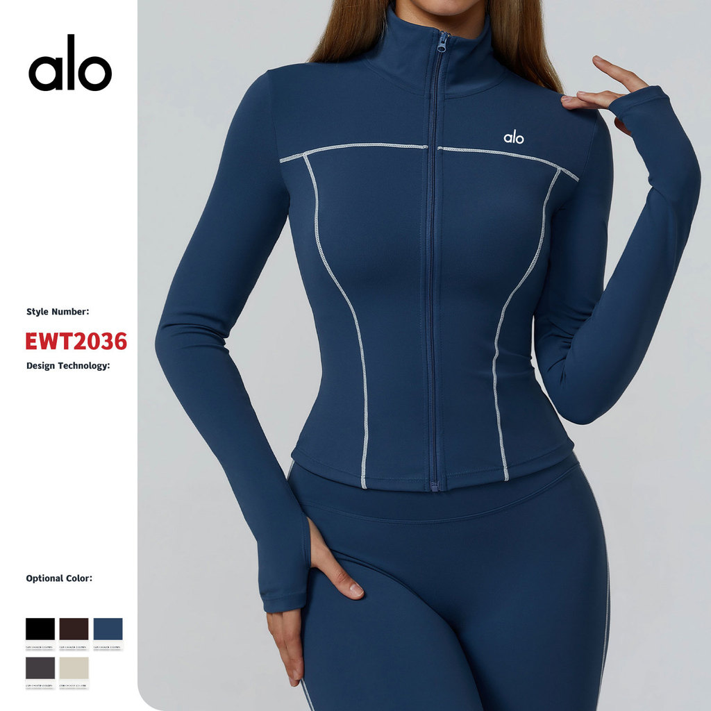 Contraste cor escovado jaqueta de Yoga zíper à prova de vento fino-ajuste jaqueta esportes ao ar livre correndo roupas d