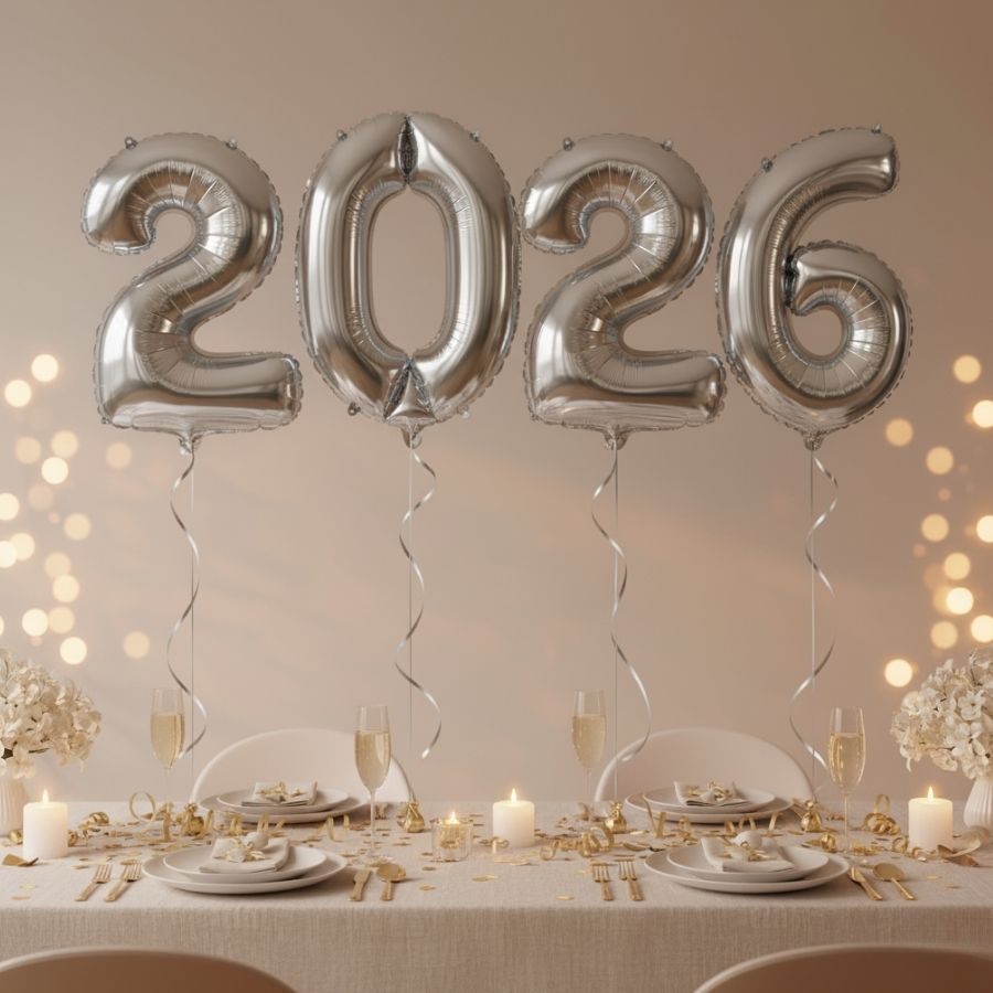 Balão de Festa Microfoil 16" 40cm - Kit "2026" Prata - 1 unidade - Rizzo em Oferta na Shopee