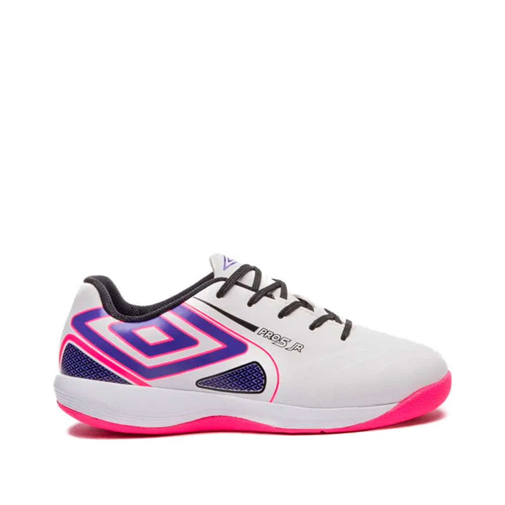 Chuteira Futsal Infantil Umbro Pro 5 Jr Branco/Roxo em Oferta na Shopee