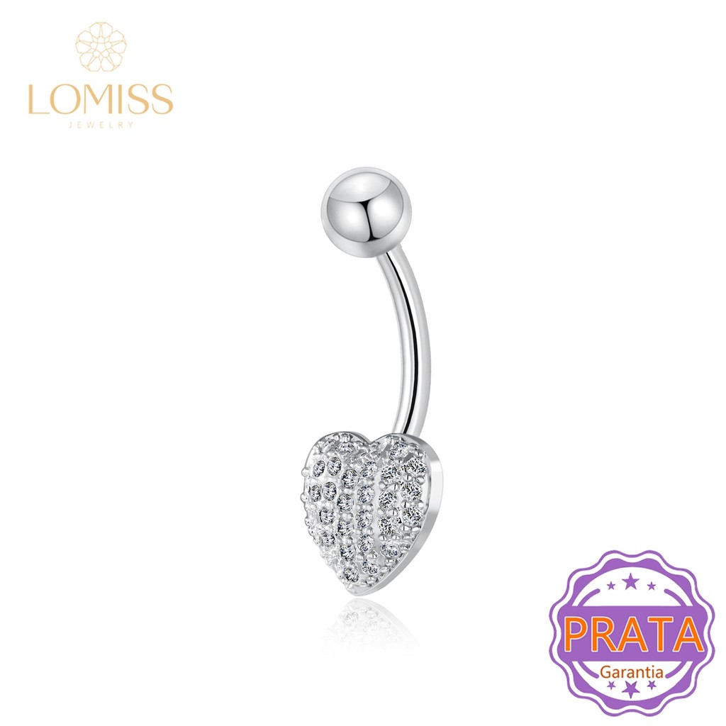 Piercing Umbigo Prata 925 Coração Zircônias Cravejado Delicado - Banana em Oferta na Shopee