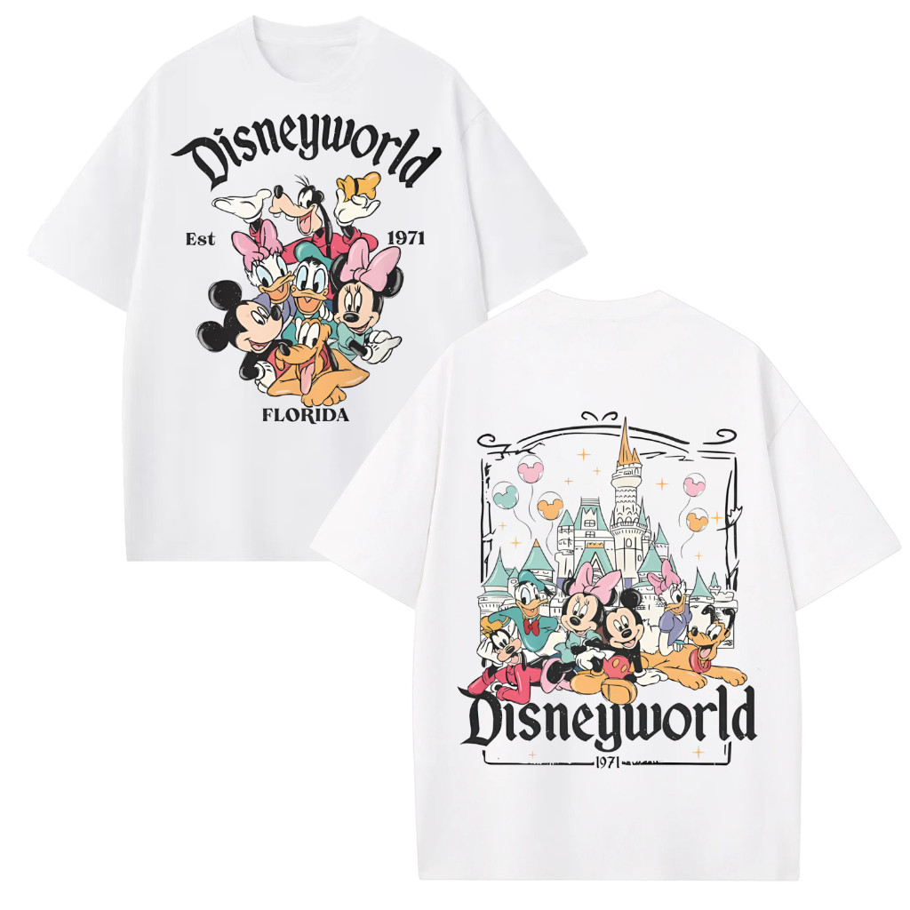 [Camiseta Premium Algodão Puro]LA Plus Camisa geek divertida estampada com o Castelo do Disneyland, unissex feminina#113
