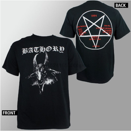 [Camiseta Premium em Algodão Puro]GXG Blusa Camisa Camiseta Authentic Bathory Cabra Pentagrama em Oferta na Shopee