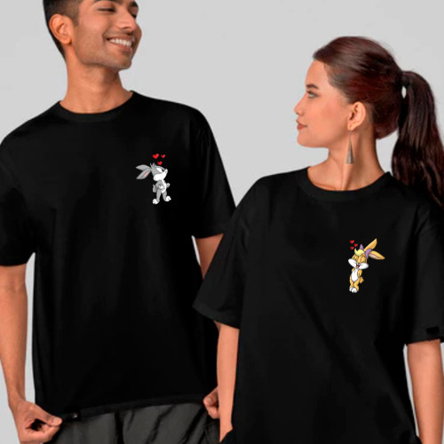 Kit Camiseta Namorados Pernalonga e Lola Fofinhos Conjunto Casal Combinando 100% Algodão
