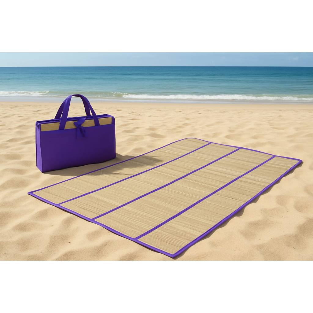 Esteira de Palha Sintética Dobrável com Alças para Transporte Portátil Leve Resistente Ideal para Praia Camping Piqueni em Oferta na Shopee