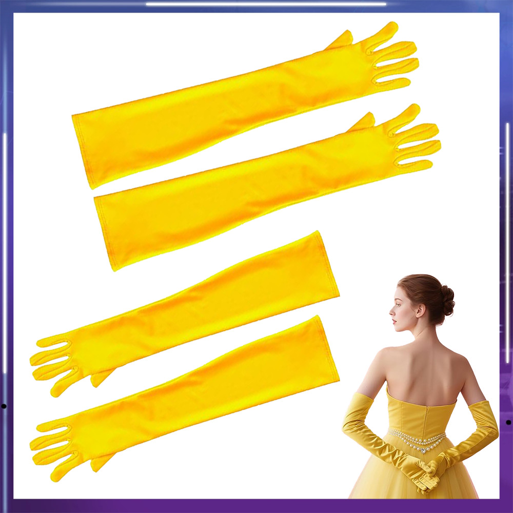Luvas longas femininas de spandex stretch de 51 cm amarelas para comemorações de aniversários em Oferta na Shopee