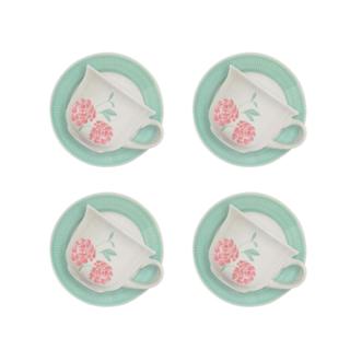 Jogo De 4 Xícaras Grandes 200Ml Com Pires Donna Bloom em Oferta na Shopee