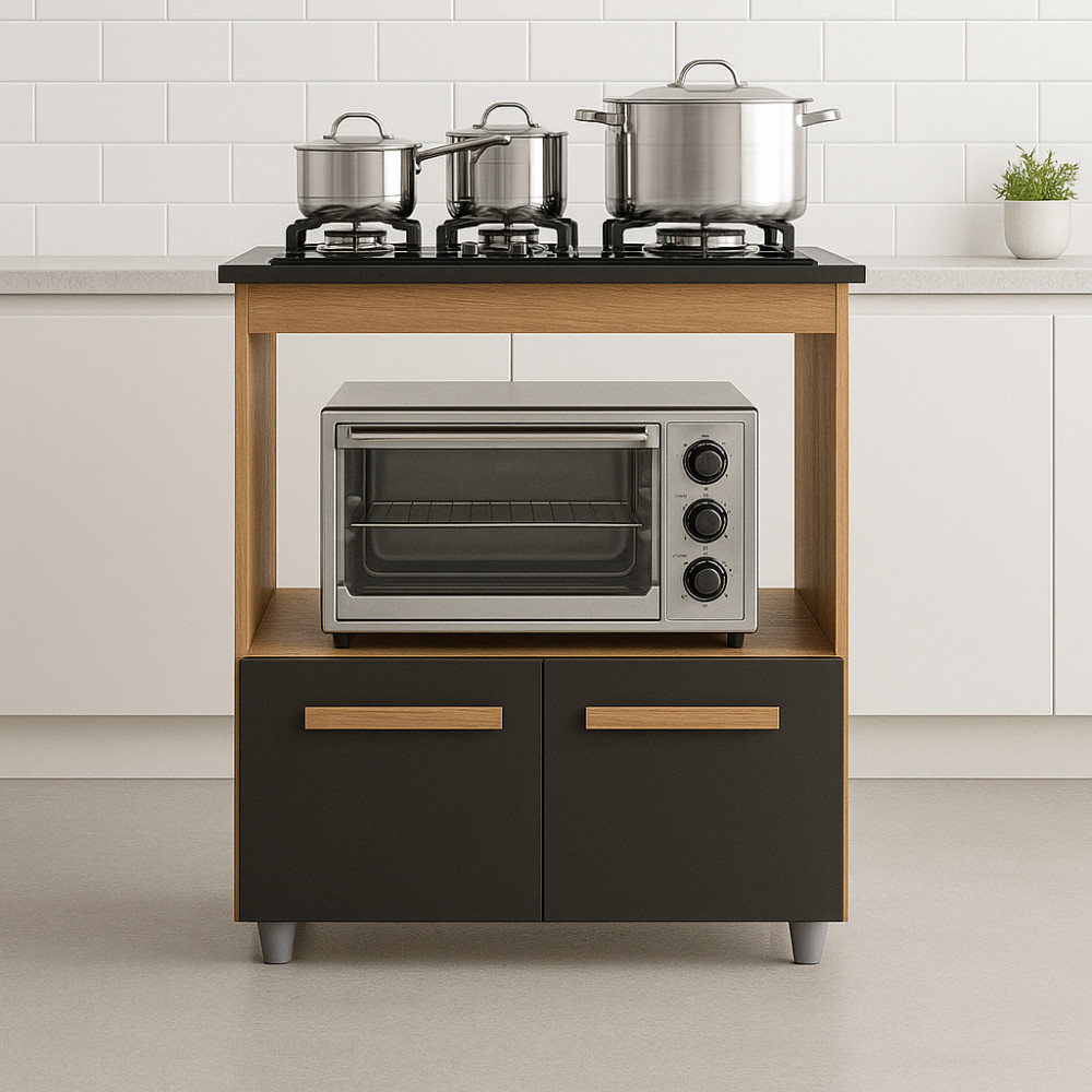 Balcão Para Cooktop 4 e 5 Bocas Armário de Cozinha Compacto Elisa - Trial Moveis