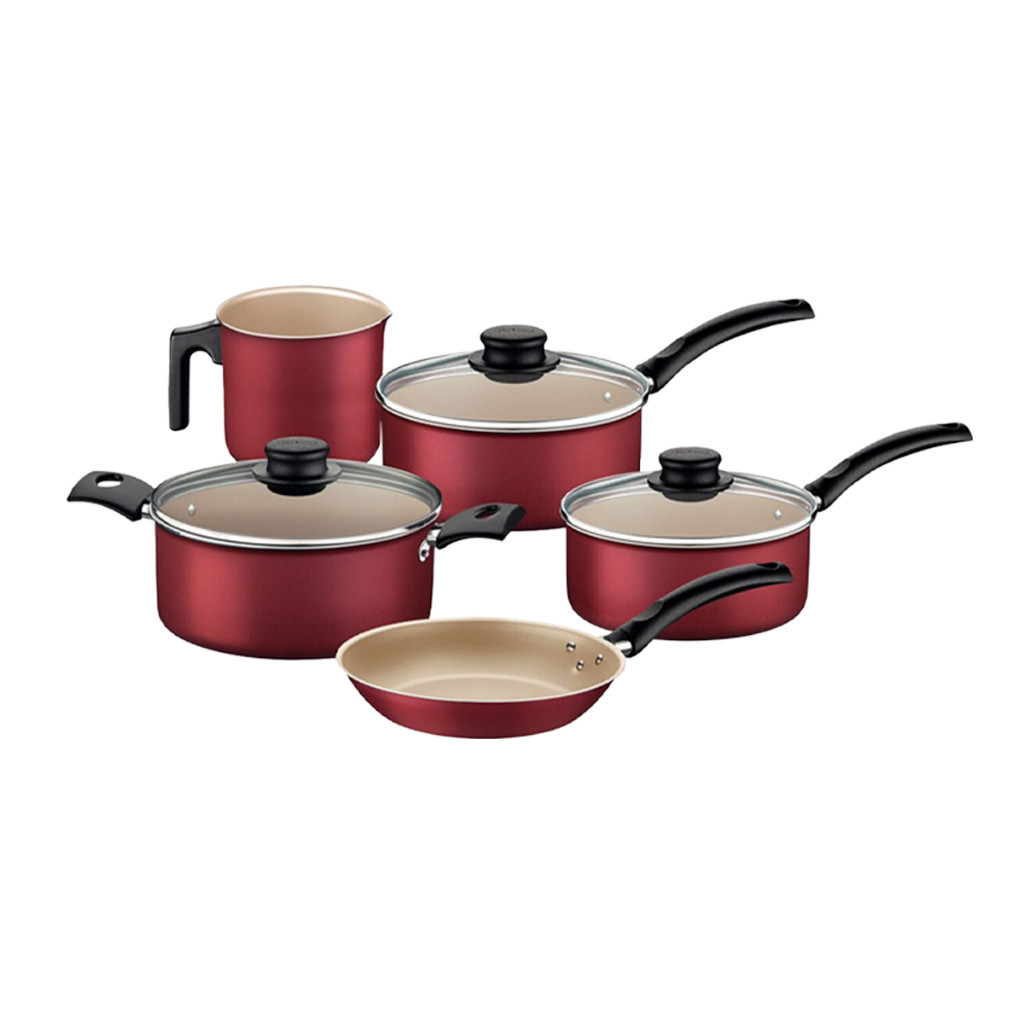 Jogo de Panelas 5 Peças Tramontina Turim Alumínio Revestimento Interno Starflon Max Vermelho em Oferta na Shopee