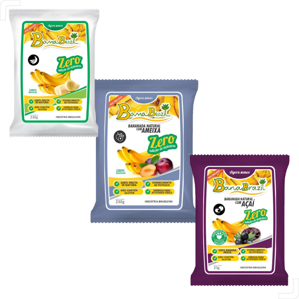 Bananada Natural- Ameixa e Açaí - 03 Pacotes