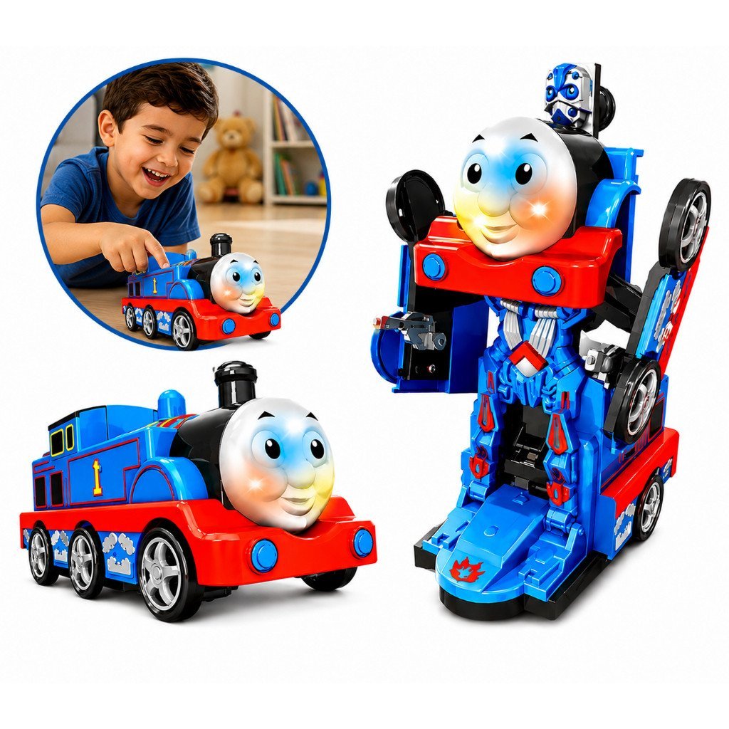 Trem Thomas Transformers Robô brinquedos de menino 2 Em 1 Musical Com Luzes Super