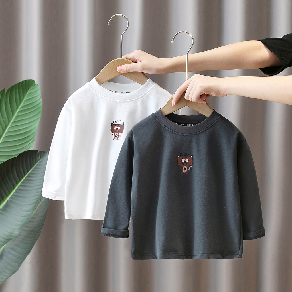 Meninos primavera manga comprida camiseta 2026 novo estilo crianças dos desenhos animados impresso topo primavera outono