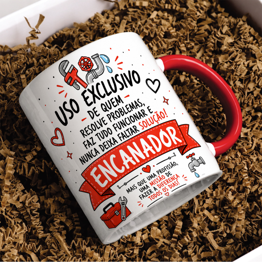 Caneca Porcelana Encanador Utilitário Hidráulica Trabalho