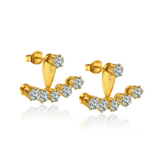 Brincos redondos de zircônia em aço inoxidável HT, adequados para mulheres, estilo luxo leve, elegantes e modernos, mode