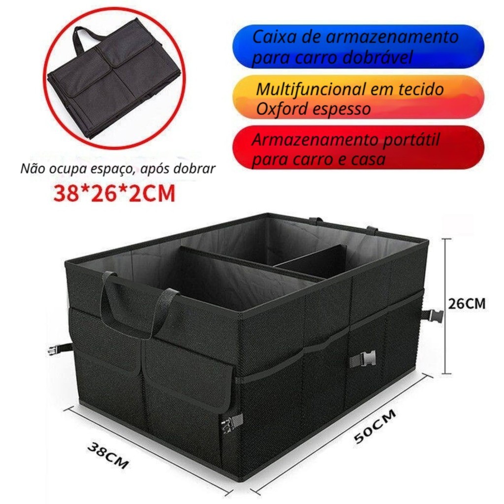 Multipurpose Folding Box Organizer for Multi-Compartment Trunk