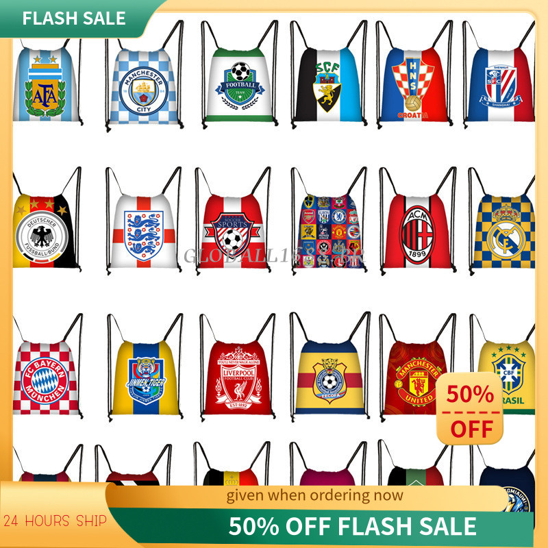 {ESTOQUE PRONTO} Mochila com cordão de ombro duplo para copa do mundo de futebol Bolsa de armazenamento portátil Bolsa d