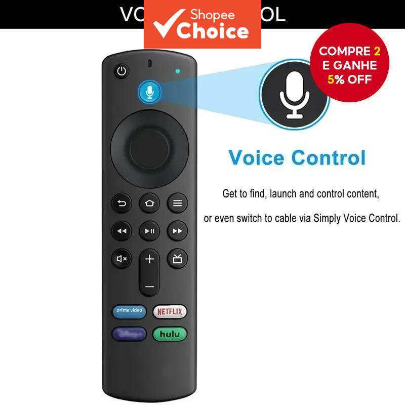  Substituição de Controle Remoto por Voz Compatível com Fire TV Stick Série 3a Geração (4K/4K Max/Lite/HD)/Cube para TVs