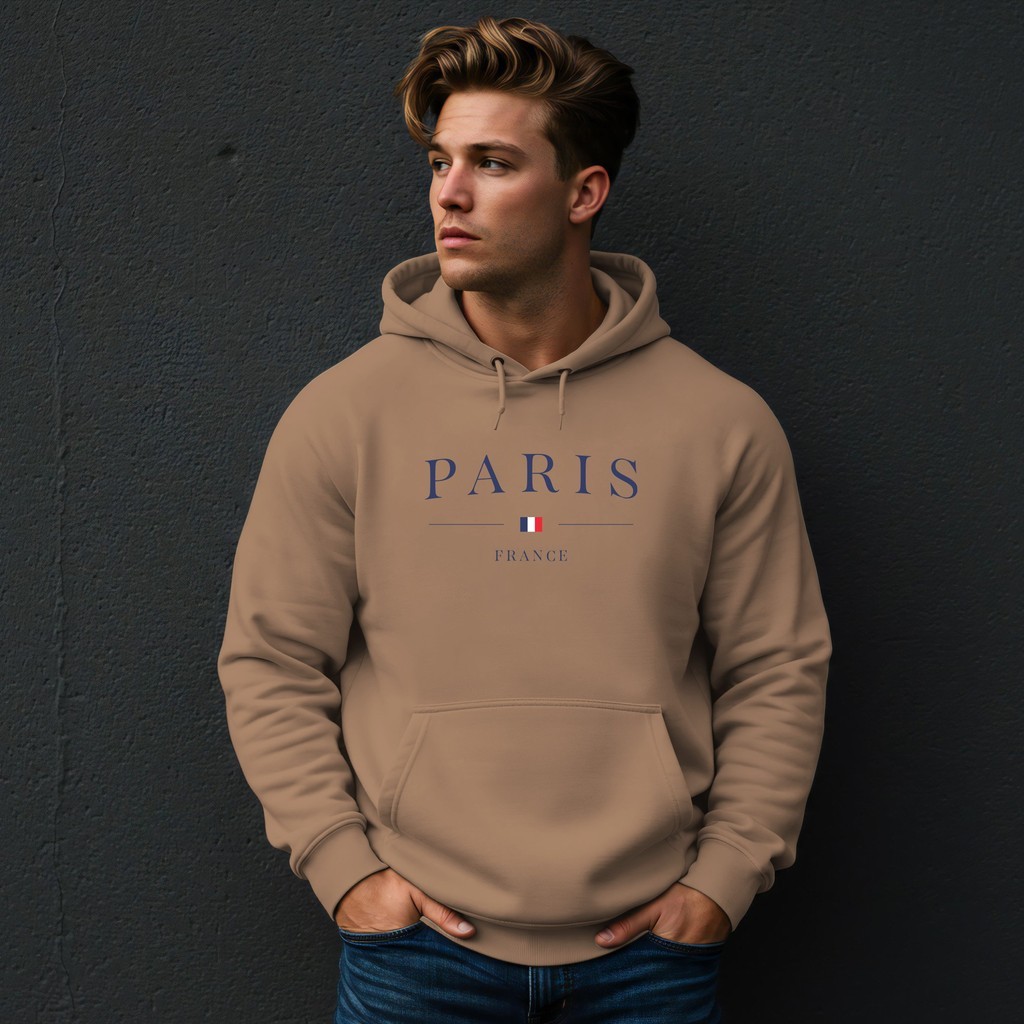 Moletom Básico Unissex Com Capuz Flanelado Confortável Quentinho Alta Qualidade Para Inverno Blusa De Frio Paris France