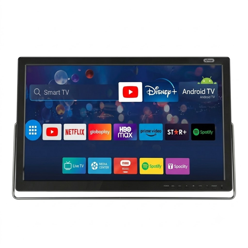 Monitor TV Portátil 19" Android 14 Smart TV Bateria 5000mAh Digital ISDB-T HDMI USB YouTube Netflix