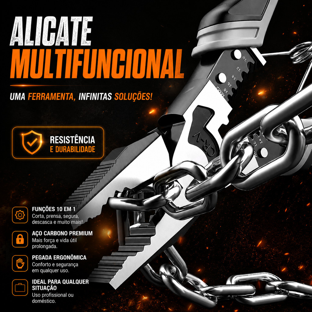 Alicate Universal Titanium Multifuncional Descascador Crimpador Corte Fio Eletricista