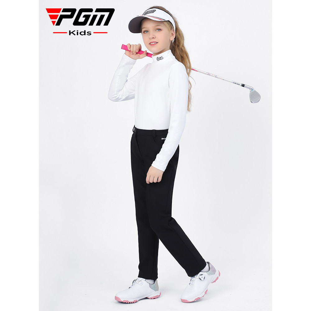 PGM roupas de golfe infantis camisa de fundo meninas escovado manga comprida juventude camiseta primavera roupas infanti
