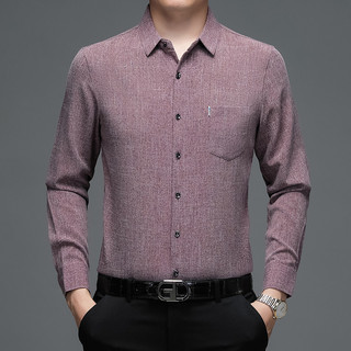 2023 primavera outono nova camisa de manga comprida masculina de meia-idade bolso Real negócios estilo fino não-ferro li