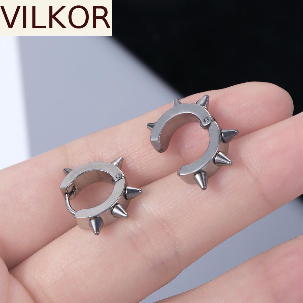 VILKOR Feminino Masculino Brincos De Argola Redondos Hip Hop Cartilagem Orelha Manguito Pequeno Pico Sem Piercing